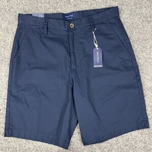 Nautica Shorts Men's Blue Classic-Fit Flat Front Chino Shorts Size 32